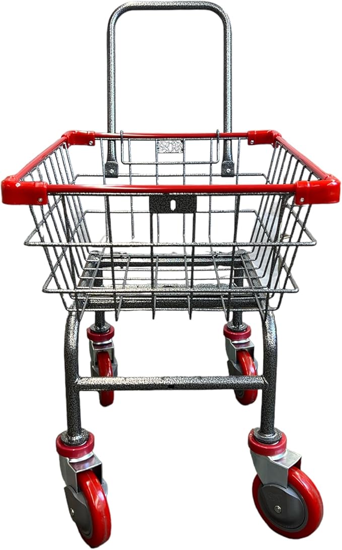 U HANDDLE Grocery & Laundry CART 1.5 Bushel (Gunpowder Metal) Red, Blue Trim (Red)