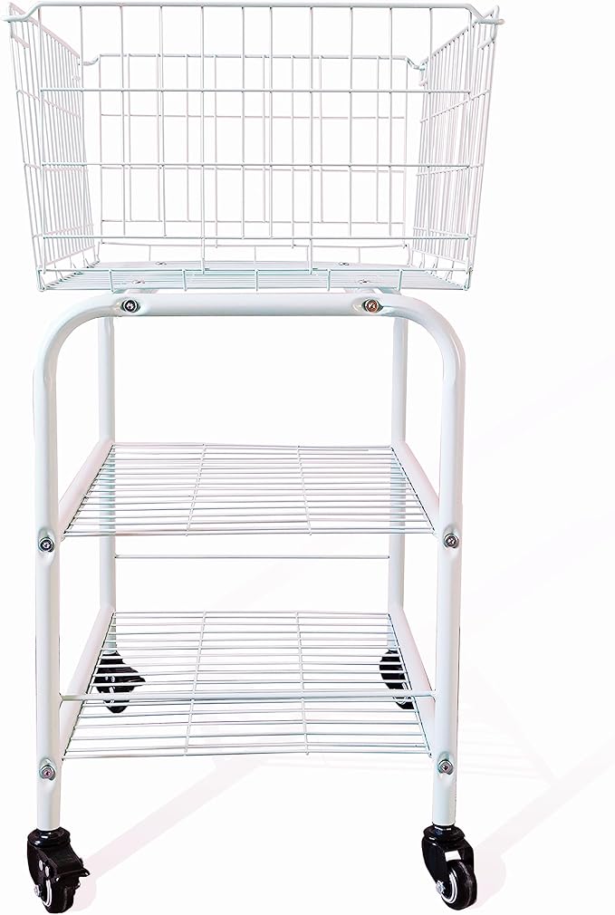 Rolling Laundry Basket with Wheels, Heavy-Duty Multipurpose Organizer - Removable Storage Cart for Clothes, Toys, Dorm Room, Laundry Hamper(White)