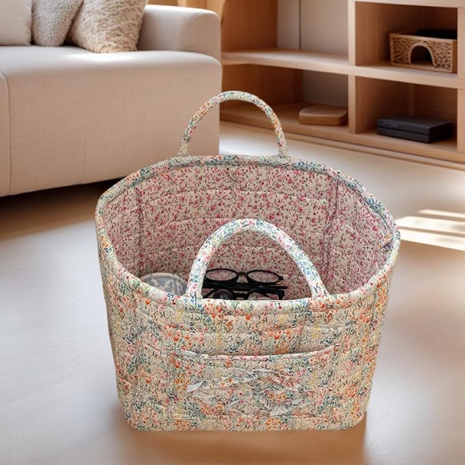 Floral Fabric Storage Basket Car Interior Storage Basket Underwear Sundries Laundry Baskets Supplies Home Organizer Bag (style 1)