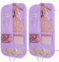 Univivi Purple Dance Costume Bags Garment Bag 40 Inch for Dance Competitions, 3 Medium Clear Zipper Pockets and 2 Back Zippered Pockets, with 1 xPendant, 3 x Badge（2 Pack）