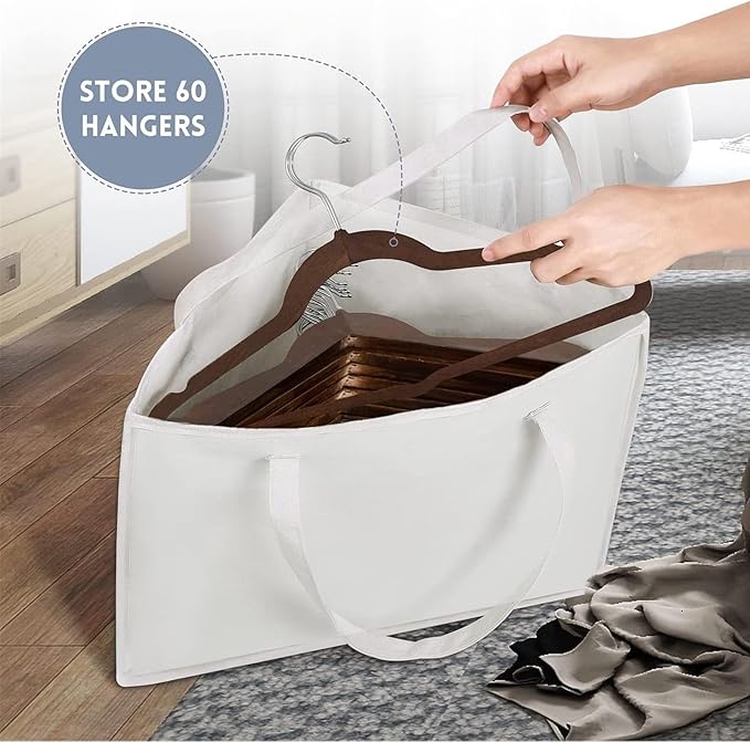 ACQTULOU Clothes Hanger Organizer Holder for Space Saving, Hanger Triangle Storage Bag with Handles for Closet Tidier Laundry Rooms Wardrobe Drying Rack