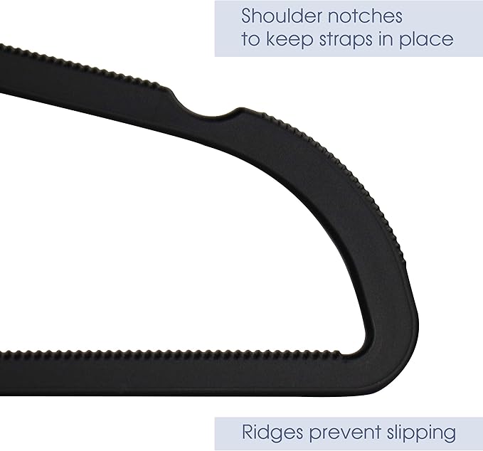 Elama Home 30 Piece Rubber Non Slip Hanger with U-Slide in Black, 30 Piece Set (ELH-30)