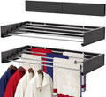 Wall Mounted Drying Rack 31.5", Foldable Laundry Drying Rack with Stainless Steel Rods, Retractable Laundry Space Saver for Indoor & Outdoor Use, Include Wall Template