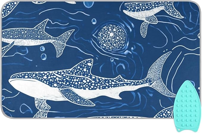 Ironing Mat &Pad Magnetic Heat Resistant Pads Portable Travel Ironing Blanket Ironing Board Covers 27.6x47.2Inches Batik Whale Sharks Bubble12