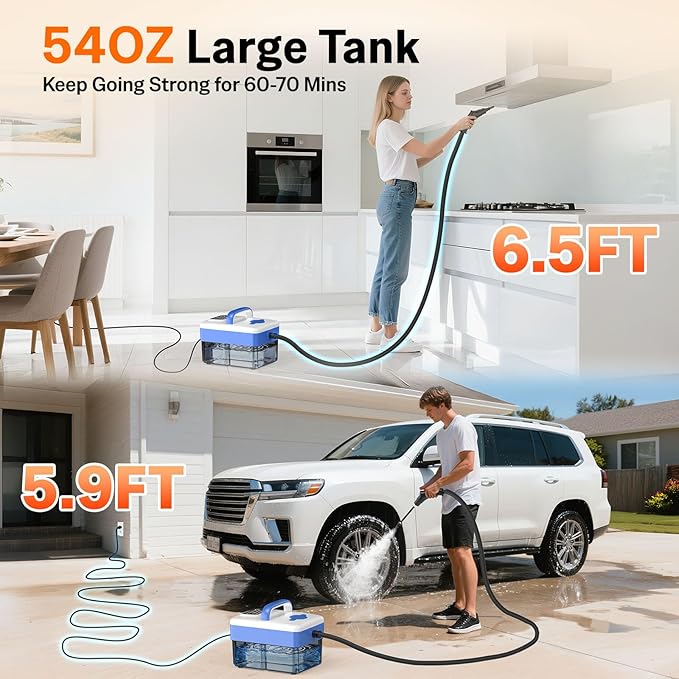 2500W Handheld Steam Cleaner with 16pcs Accessories & 1.6L Tank, 10S Fast Heating & High Temperature Portable Steam Cleaner for Home, Car, Steamer for Cleaning Windows, Grout, Upholstery and More