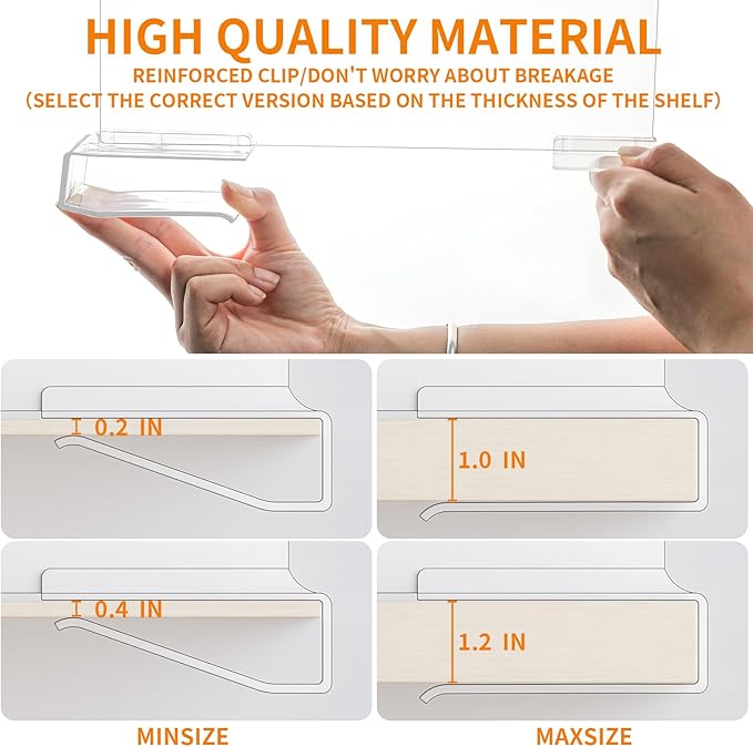 Yieach Adjustable Height Clear Shelf Dividers,4 Pack Acrylic Closet Shelf Dividers for Organization,11.1 Inch Tall Vertical Plastic Shelf Separators for Towel,Sweater,Towel Organizers and Bookshelf