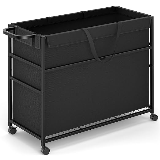 Commercial Trash Can Cart, 51.5Gal Office Trash Cart (2 Lockable), Recyclable Cardboard Box/Paper Organizer, Large-Capacity Laundry Cart for Hotel/Office/Home/Nursing Home/Groceries/Supplies