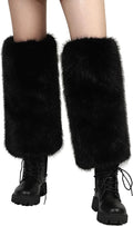 LA CARRIE Women Fuzzy Faux Fur Leg Warmers Fluffy Winter Long Foot Cuffs Furry Boot Socks
