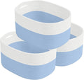 Cotton Rope Storage Basket, 15x10x9 Inches, Woven Basket for Shelves, Clothes, Towels, Books, and Laundry, White Blue (3 Pack)