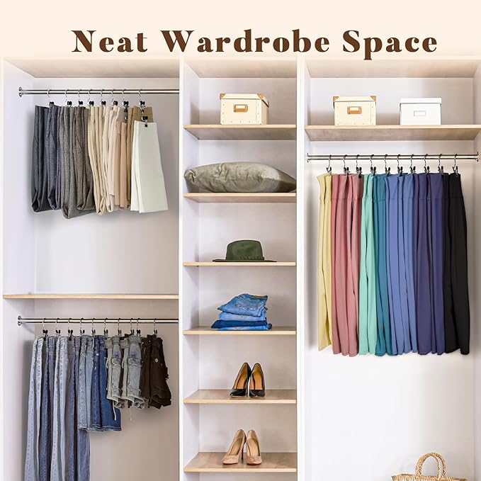 HOUSE DAY Metal Legging Organizer for Closet, Yoga Pants Hangers Pack of 20 with Rubber Coated Clips, Space Saving Storage for Boots, Workout Sets, and Hats