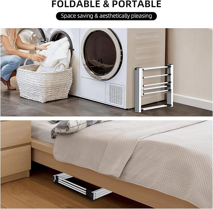 Foldable Clothes Drying Rack, Collapsible Laundry Drying Rack for Air Drying Clothing, Space-Saving Design for Indoor Outdoor Drying Rack Clothing (White)