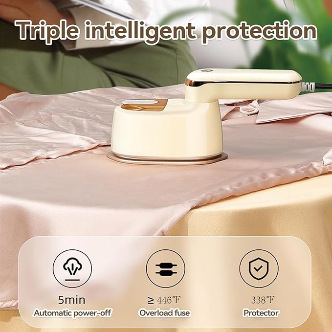 Portable Steamer Iron, 1100W High-Power Household Small Ironing Machine, 2-In-1 Travel Essential Steam Iron, 15S Preheating, 125ML Water Tank, Suitable for Home, Travel, Dormitory & Office Use (Beige)