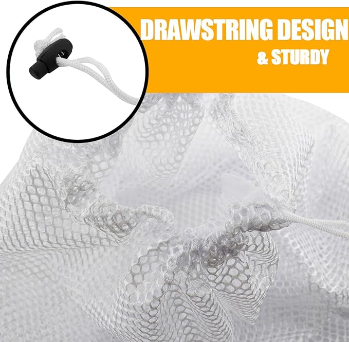 4 pcs Commercial Mesh Laundry Bag - Sturdy Mesh Material with Drawstring Closure. Ideal Machine Washable Laundry Bag for Factories, College, Dorm and Apartment Dwellers(4Set-M,L,XL,XXL)