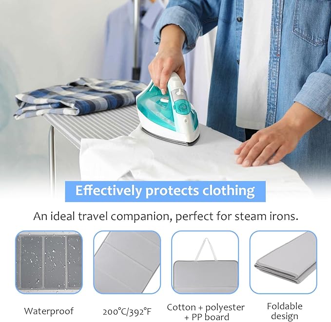 BestYiJo Foldable Steamer Board for Clothes with Heat-Resistant Glove & Handheld Ironing Pad, Hanging Ironing Board, Easier Steaming with Handheld Steamers, Can Also be Used Flat
