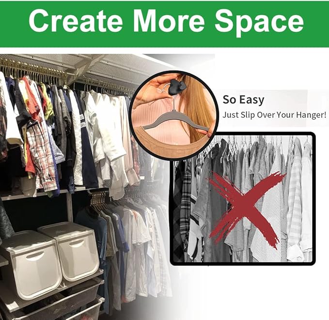 36 pcs Space Save Hanger Hooks, Clothes Hanger Connector Hooks, Space Save Closet Organizers, Triangles Hooks for Hanger,AS-seen-on-tv, Heart-Shaped Black