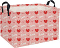 Rectangular Valentine's Day Baskets,Heart Basket,Pink Girls Basket Kids Storage Bin Love Room Decor for Home.(Cute love)
