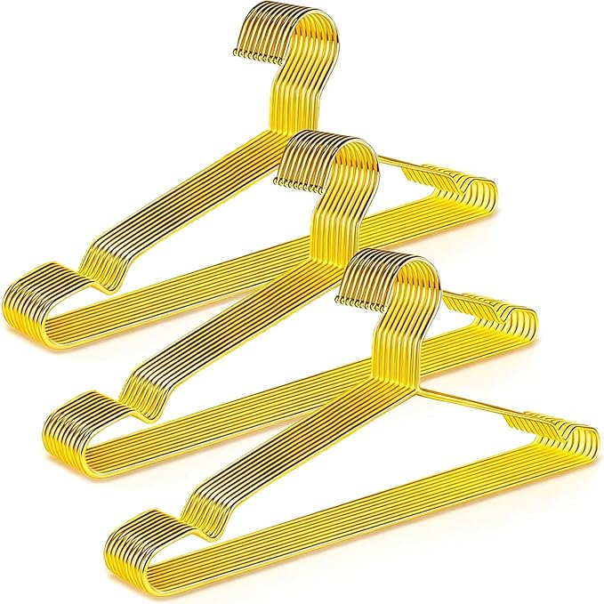 30 Pack Clothes Hangers, METLUCK Stainless Steel Gold Hangers for Clothes Strong Wire Metal Coat Hangers Standard Suit Hangers, Great for Daily Use -17.7 Inch, Gold