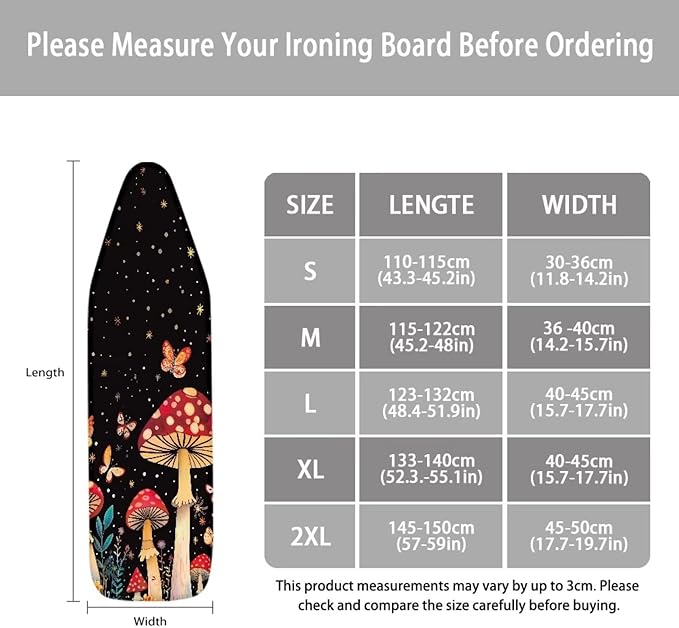 Ironing Board Cover,Ironing Mat,Mushroom Ironing Board Cover,Table Top Ironing Board Cover,Tabletop Ironing Board Cover,Chic Mushroom Print Medium