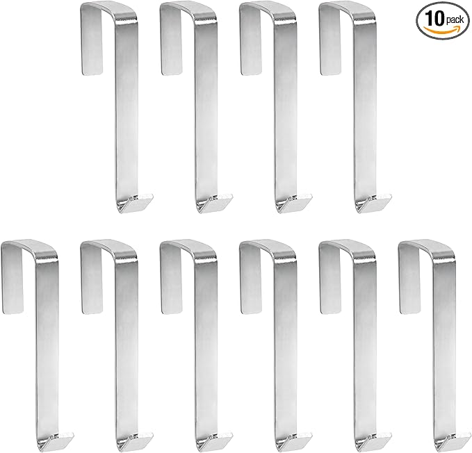 10 Pack Over The Door Hook, Sturdy Over Door Z-shaped Metal Hanger Heavy Duty Metal Hook Upgraded for Hanging, Towels, Clothes, Bags, Cubicle, Bathroom Use Fits 1 3/4 Inch Thick Doors (Silvery)