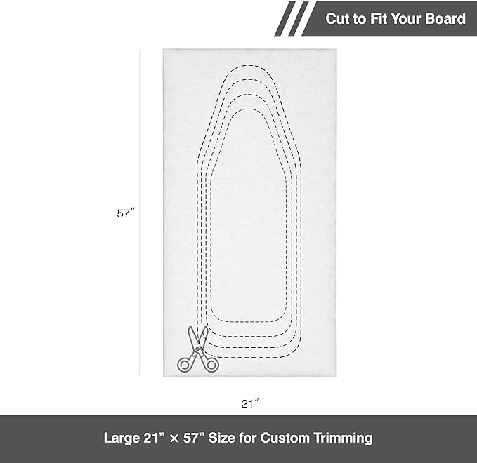 Ironing Board Padding Only, Heavy Duty Standard Ironing Board Pad Replacement, Cut-to-Fit for Standard, Wide & Large Board Sizes up to 21 x 57 Inches