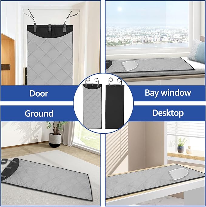 Over-The-Door Steamer Pad with Heat-Resistant Glove, Portable Vertical Ironing & Pressing Board, Ideal for Home & Travel Use, 45.27x18.89in, Convenient & Space-Saving Clothes Steamer
