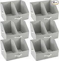 Trapezoid Storage Bin - UPGRADED Closet Organizers And Storage With Leather Handles & Adjustable Dividers, Fabric Collapsible Storage Bins For Clothes Storage & Shelf Organizer (6pcs,Small,Light Gray)