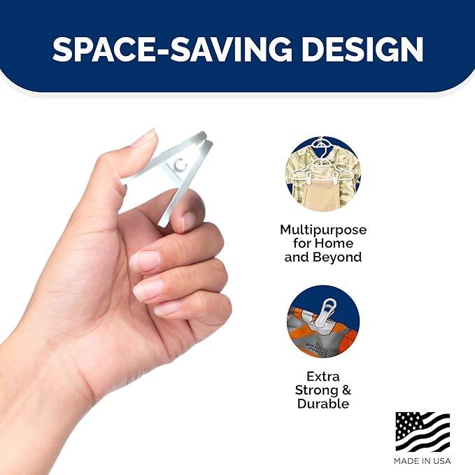 Hanger Clips 30 Pack – White Multi-Purpose Hanger Clips for Hanging Clothes, Skirts & Pants, Laundry & Sweater Clips for Adult & Baby Hangers, Plastic Clips for Hangers, Made in USA