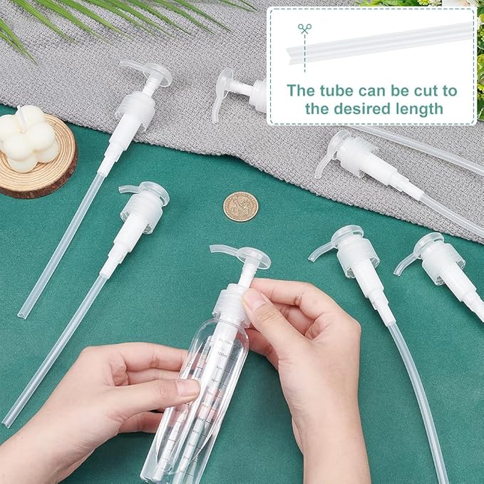 BENECREAT 12 Pcs Clear Plastic Dispensing Pumps, 24/410 Universal Soap Dispenser Pump, Round Replacement Pump for Liquid Dispensing