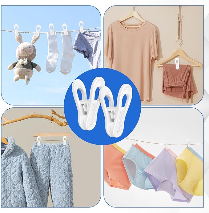 50 Pcs Multi-Purpose Plastic Hanger Clips - Ideal for Skirts & Pants
