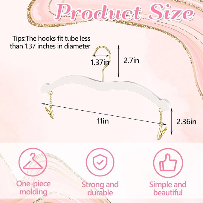 15 Pack Lingerie Hangers with Gold Metal Clips Bralettes Bikini Plastic Hangers for Bras Tank Tops Bralettes Dress Skirt Shorts Pants Women Clothing