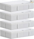TYEERS Under Bed Storage Containers, Durable Fabric, Washable, Collapsible, Under Bed Storage Bins for Clothes, Blankets, Sheets, Shoes, 27.5x16.5x7 Inches, 4-Pack, White
