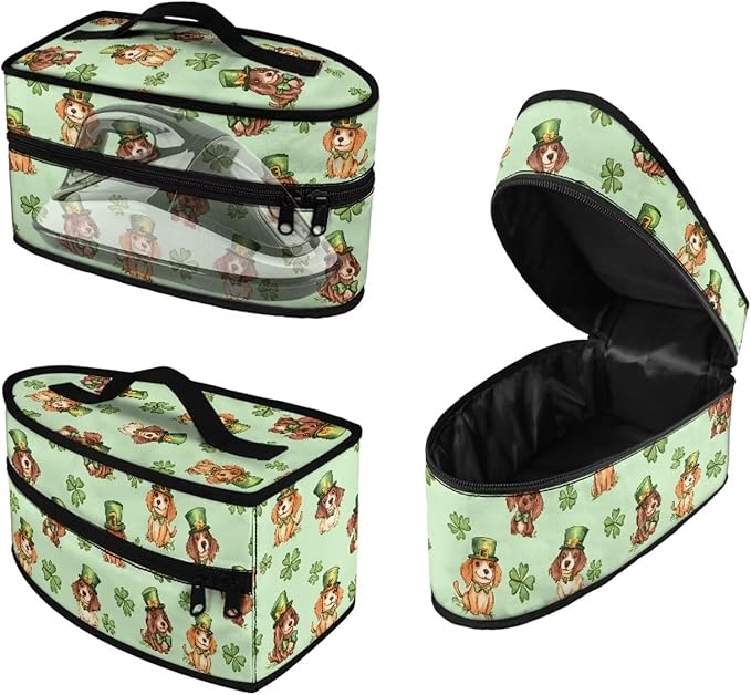 Saint Patricks Day Iron Storage Bag Fits Traveling Outing Lightweight Cute Iron Storage Case Protective Carrying Bag with Smooth Zipper, Beagle Four Leaf Clover