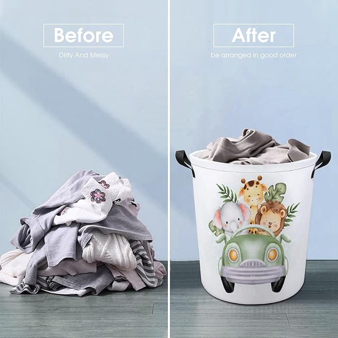 Cartoon Baby Laundry Basket Boys Room Decor Elephant Giraffe Hampers Boys Hamper Clothes Toy Storage Bin Jungle Decor