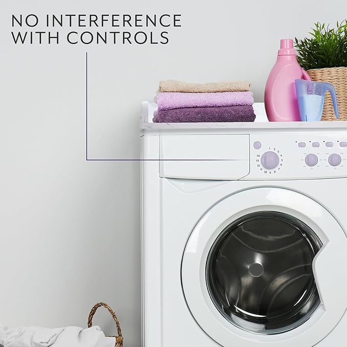Life Finds 54 inch Washer Dryer Countertop with Safety Ledge for Laundry Room Organization, White Marble Pattern, LF-WDCT1WM