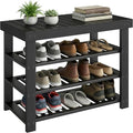 SONGMICS Shoe Rack Bench, 4 Tier Bamboo Shoe Storage Organizer, Entryway Bench, for Living Room, Bathroom, Bedroom, 11.3 x 27.6 x 20.5 Inches, Ink Black ULBS370BH01