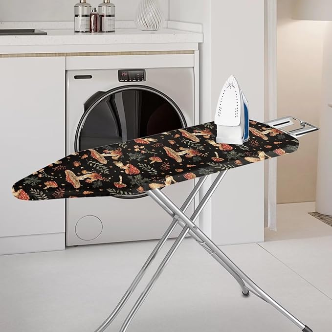SEANATIVE Retro Mushroom Ironing Board Cover and Pad with Elastic Edge Hook and Loop Fasteners, Home Decor Iron Board Cover Machine Washable