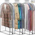 40" Clear Clothes Hangers with Smooth Side Zipper, 10" Gusseted Waterproof Garment Bags for Shirts, Coats, Dresses, Suits, 3 Pack