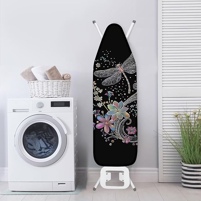 Iron Board Cover Standard Size Soft Durable Ironing Board Cover Ventilate Thick Cover with Cozy Nose Pocket 54x15 inches-Dragonfly