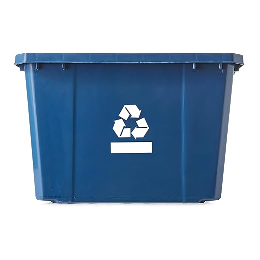 Gracious Living Medium Curbside Blue Box, Plastic 17 Gallon/64 Litre Home Trash Can Refuse and Recycling Bin Container with Built-in Handles (24 Pack)