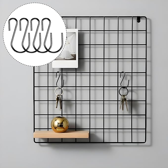 100 Pcs 1 Inch Mini S Hooks for Hanging, Metal S Shaped Hook Mini S Wire Hanger‌ Connectors Christmas Ornament Hooks for Hanging Jewelry Small Kitchenware Potted Plants(Black)