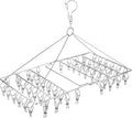 Folding Sock Dryer with 52 Peg, Stainless Steel Swivel Drying Rack Windproof Hook for Sock, Underwear, Lingerie, Sheet and All Small Item