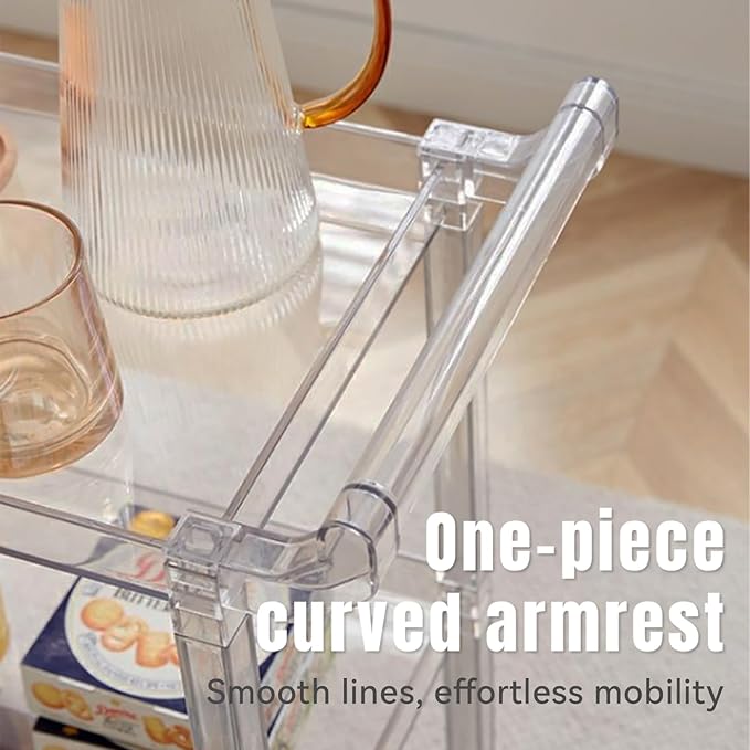 Acrylic-Style Utility Rolling Cart, 3-Tier Clear Storage Cart with Pulling Handle & 4 Wheels for Kitchen Living Room Dining Bathroom Laundry, Multifunction Serving Trolley for Small Spaces(Green)
