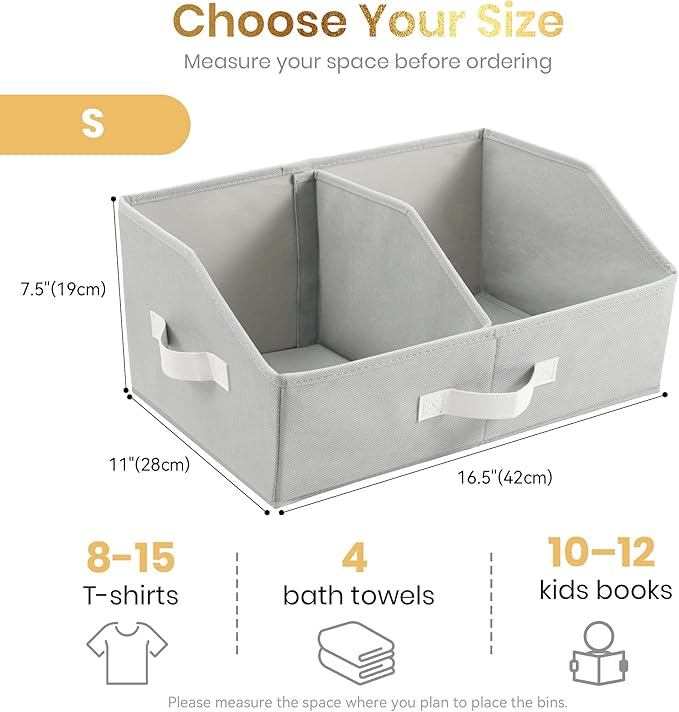 Trapezoid Storage Bin - UPGRADED Closet Organizers And Storage With Leather Handles & Adjustable Dividers, Fabric Collapsible Storage Bins For Clothes Storage & Shelf Organizer (3pcs,Small,Light Gray)