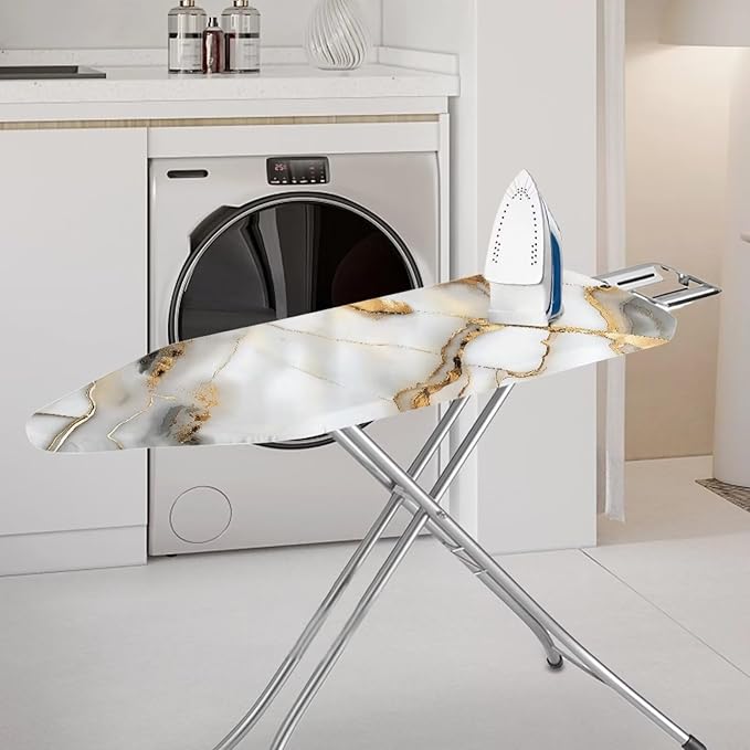 Marble 15x54 Ironing Board Cover with Elastic Edge and Scorch and Stain Resistant Thick Ironing Board Covers Easy to Clean (Not Include Pad)