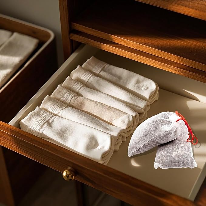 Cheardia 24 Pack Cedar Sachets Bags, 4.3In Red Cedar Chips Sachets for Closets and Drawers Storage, Fresh Scents, Home Fragrance Sachet for Shoes Clothes