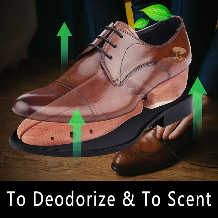 Cedar Space Cedar Shoe Trees for Men, 7.5-14 Sizes Cedar Shoe Trees, 2 Pairs Wooden Shoe Stretcher Tree