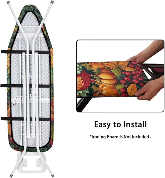 Turkey Thanksgiving Ironing Board Cover Standard Size Holiday Ironing Board Pad Protector with Elastic Edge Decor Home Gifts