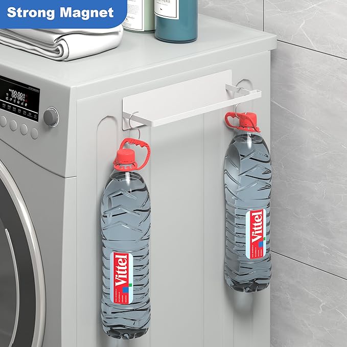 Thipoten Magnetic Hanger Organizer, 2Pack Hangers Holder for Dryer/Washing Machine, Holding up to 30 Velvet/Wire/Plastic Hangers, Perfect Space Saver for Laundry Room (2, White)