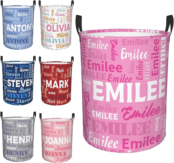 Custom Name Laundry Basket, Personalized Collapsible Laundry Hamper with Name for Bathroom Bedrooms, Customized Dirty Clothes Hamper Storage Basket Gifts for Kids Boys Girls Baby Men Women