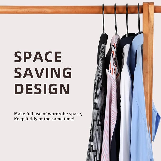 60 Pack Plastic Clothes Hangers Without Notches,Clothes Hanger Space Saving,Replete 2 Hooks Inside,Sturdy Design for All Garments (60, Black B)